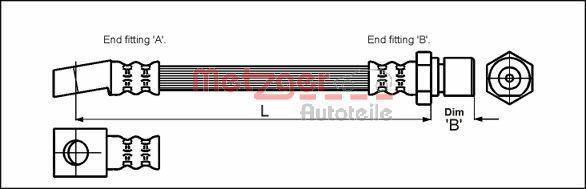 Flexible de frein (Durite de frein) METZGER ref. 4112812